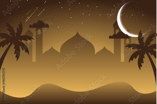 oasis in desert vector illustration