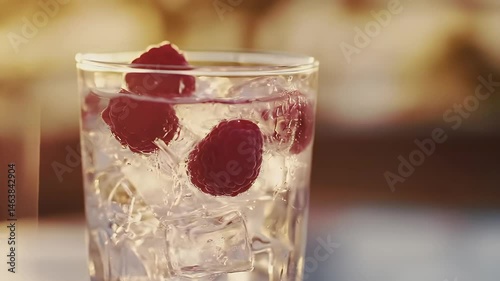 Wallpaper Mural Raspberry Ice Drink in Clear Glass Beverage Close Up and Minimalistic with Summer Tone Torontodigital.ca