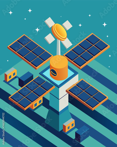The precision and order of the solar panel array is striking from above a testament to human ingenuity and progress.. Vector illustration