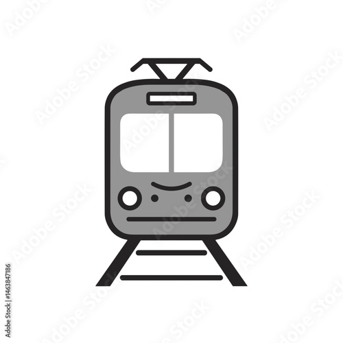 Train icon in minimalist style on white background  