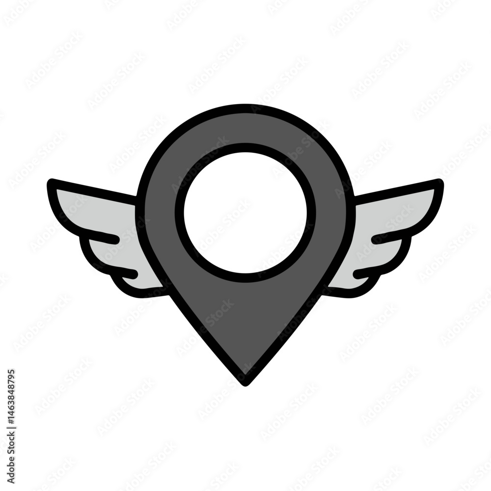Obraz premium Winged location pin symbol in flat design style 