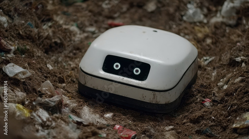 Wallpaper Mural Household AI robot sorting waste and recyclables in messy environment, showcasing its functionality and design Torontodigital.ca