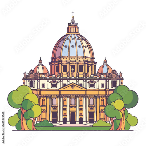 A cute of The Vatican City vector illustration