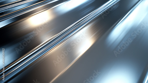 A silver surface with a blurred line that is reflective