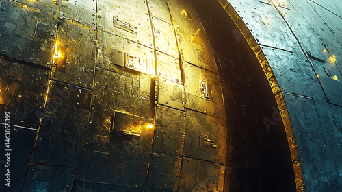A futuristic looking space ship with a gold and silver exterior
