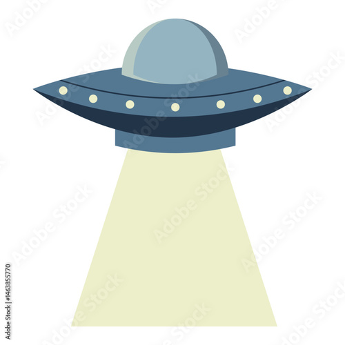 Illustration of UFO with Light Beam