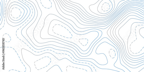 Abstract Topographic map design with and dark blue Seamless pattern with lines . geographic contour map paper texture.  Retro topographic map. geographic mountain relief. terrain path isol