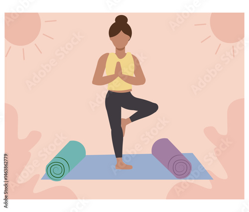 Happy Yoga Day Vector Illustration Set - Women in Poses for Social Media-05