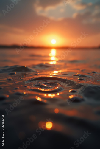 Vertical view of water ripples at dusk.