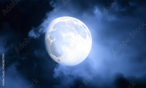 Majestic Moonlit Night Sky Through Thick Clouds