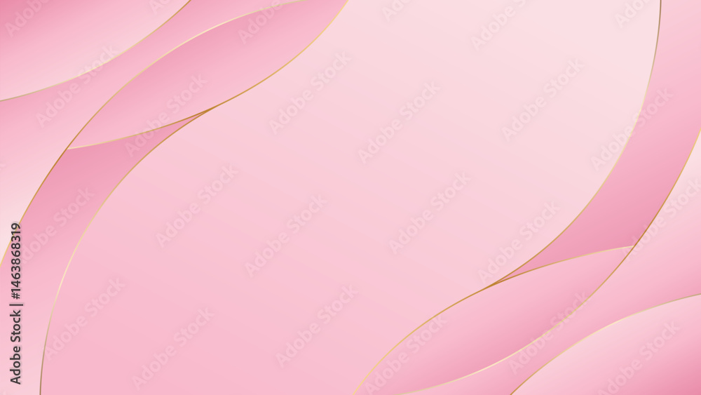 Obraz premium Abstract pink luxury curved background. Elegant Feminine wallpaper. Suitable for beauty design, templates, banners, covers, awards, sales, events, websites, pages and more