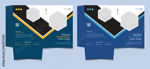 Simple blue clean creative modern editable elegant corporate professional company business medical hospital services health care dental care identity presentation file folder template design.