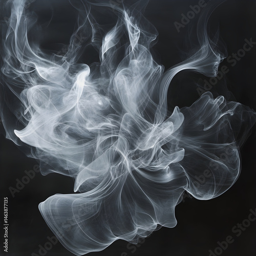 Enchanting Whispers: Ethereal Smoke Swirls Creating Abstract Mystical Imagery in Captivating Monochrome