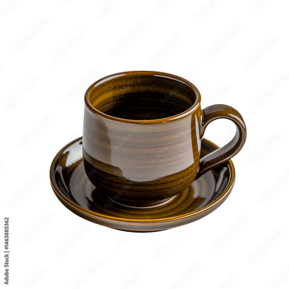 Obraz premium Ceramic Mug with Matching Saucer on White Background