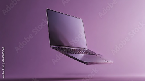 Wallpaper Mural Futuristic laptop floating mid-air with a transparent screen, showcasing sleek modern technology and innovative digital design for creative tech concepts. Torontodigital.ca