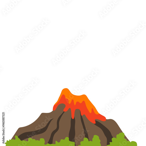 Illustration of Volcano Erupting with Lava