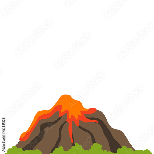 Illustration of Volcano Erupting with Lava