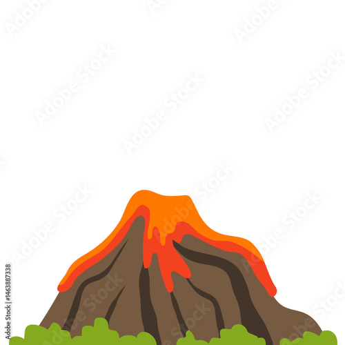 Illustration of Volcano Erupting with Lava