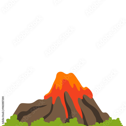 Illustration of Volcano Erupting with Lava