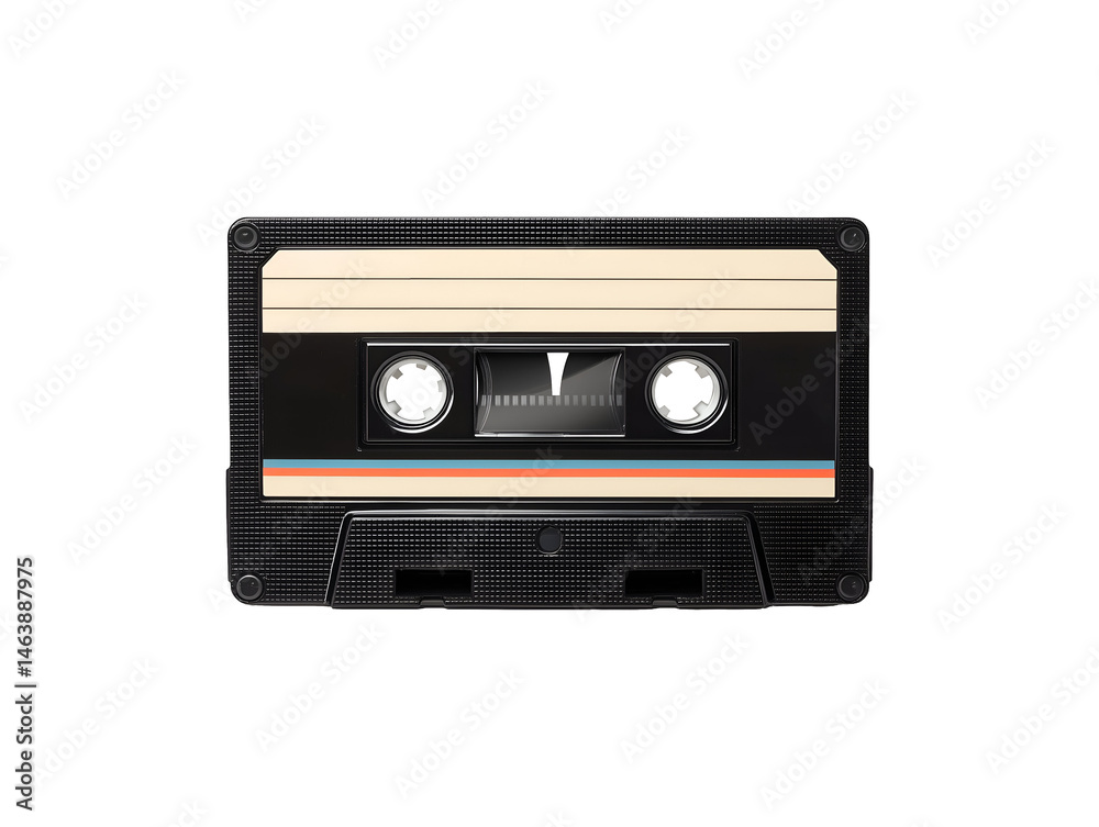Fototapeta premium Vintage audio cassette tape isolated on transparent or white background, png
