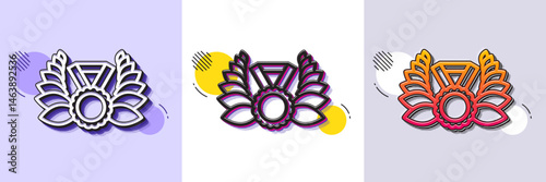 Laurel wreath line icon. Halftone dotted pattern. Gradient icon with grain shadow. Winner medal symbol. Prize award sign. Line laureate medal icon. Various designs. Vector