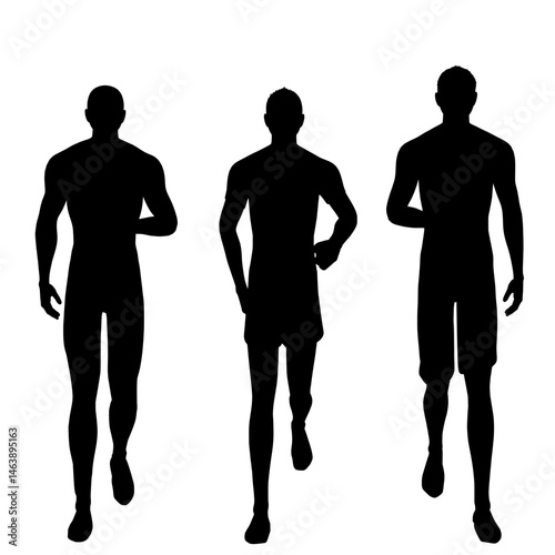 silhouettes of people running
