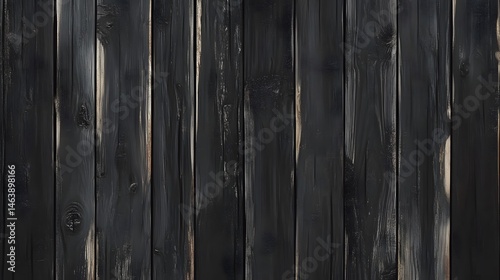 Photograph of dark wood planks create a vertical, textured pattern, resembling weathered siding.
