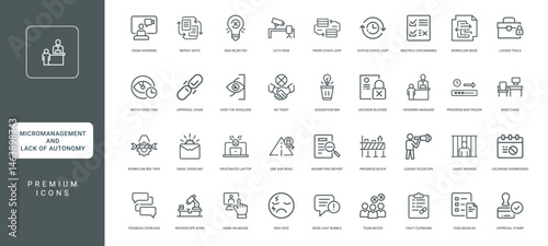 micromanagement lack autonomy work environment collection icons
