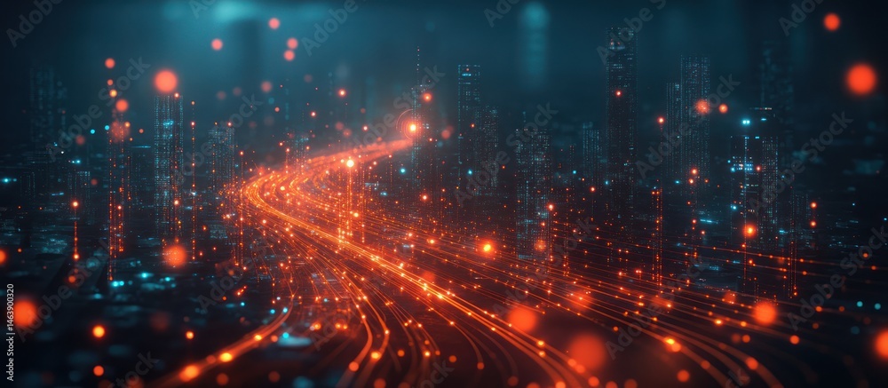 Cityscape Glowing Lines Abstract Futuristic Cityscape Glowing Lines Abstract Futuristic