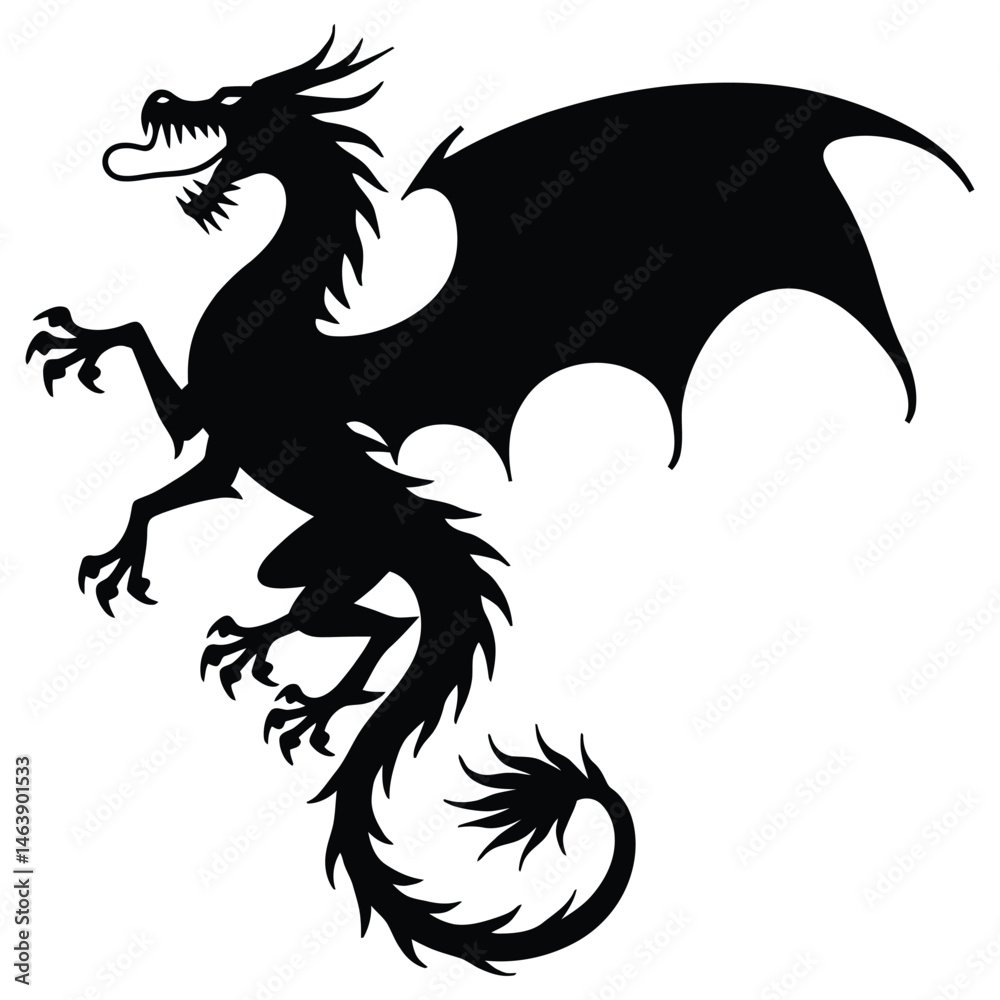 Fototapeta premium black and white dragon