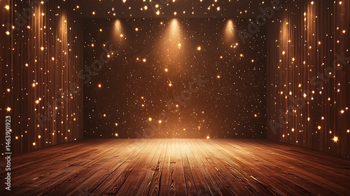 A large empty stage with a spotlight on it
