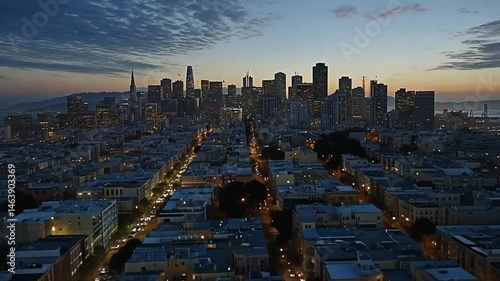 San Francisco Skyline at Dusk: An Aerial View of City Lights