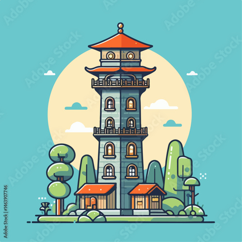 Castle cartoon vector illustration