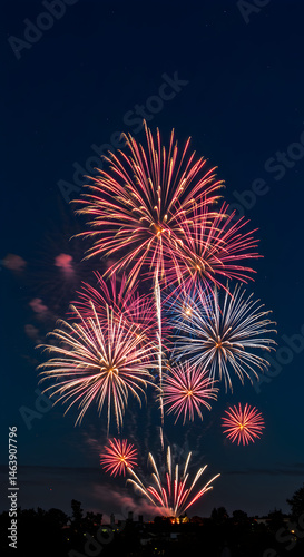 Fireworks Night Sky Celebration Event Holiday Illustration Background