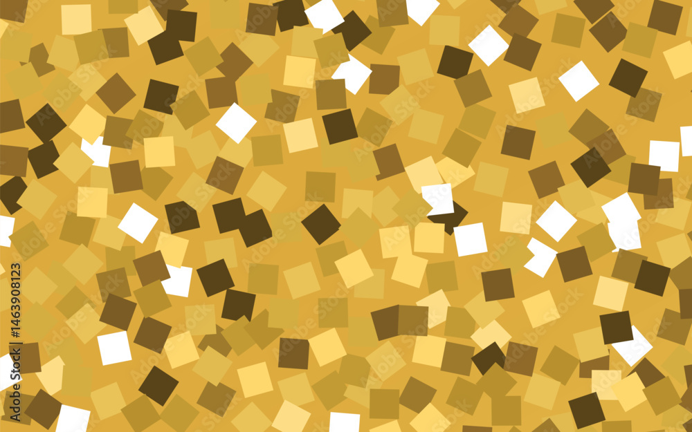 Abstract vector background texture featuring scattered gold and white squares resembling glitter or confetti. Sparkling backdrop perfect for celebrations, events, or adding shine to designs.