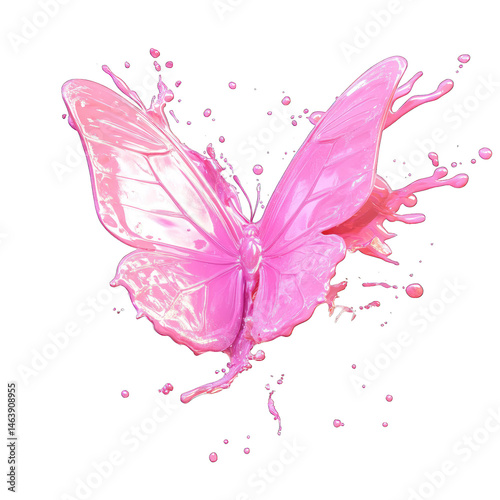 Pink paint butterfly splash; design element