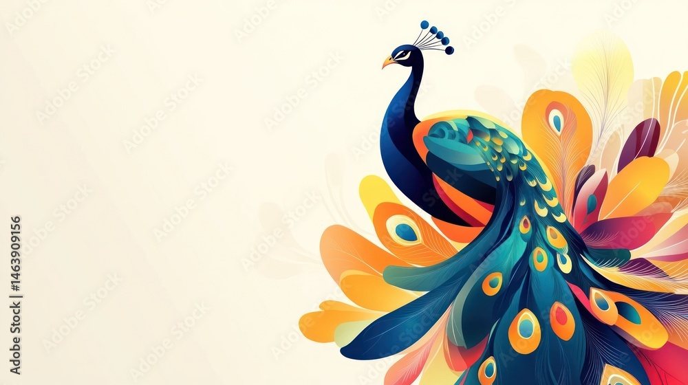 Fototapeta premium Colorful peacock illustration (1)
