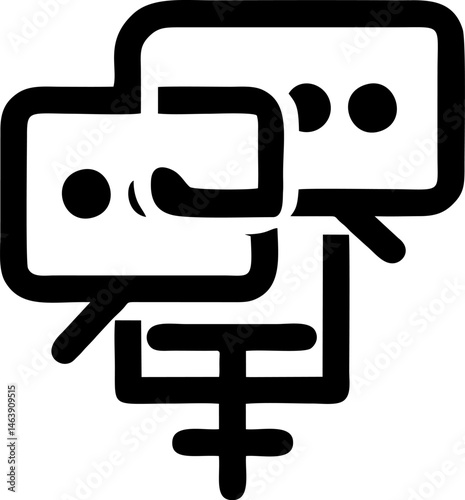 Interconnected conversation bubbles above a pedestal