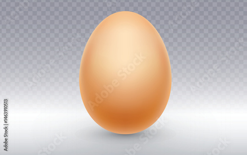 Realistic vector graphic of a whole brown egg standing upright. Simple isolated object perfect for food, cooking, baking, or health themes, and as a clean graphic element. Transparent background.