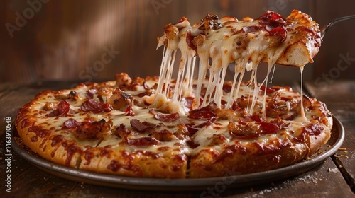 Delicious pizza with melted cheese