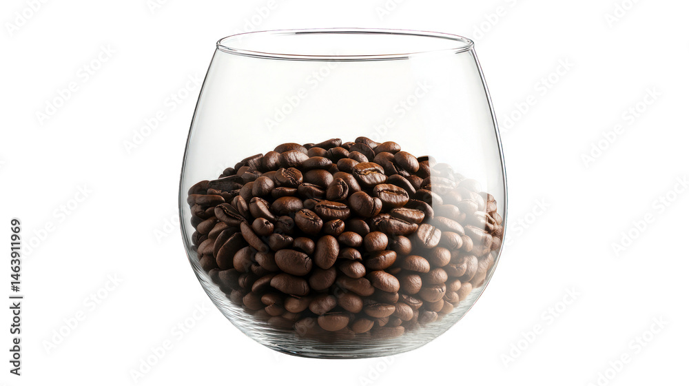Fototapeta premium Roasted coffee beans in a glass bowl
