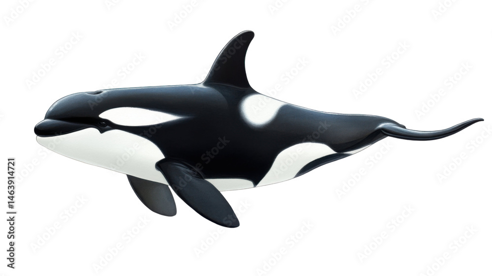 Obraz premium Watercolor Illustration of Playful Orca Swimming for Marine Life Art, Ocean Wildlife, and Animal Illustration Isolated on White Background