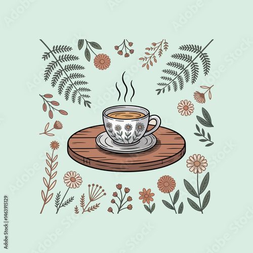 cup of coffee with flowers