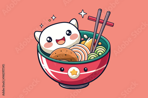  cute ramen colorful Vector