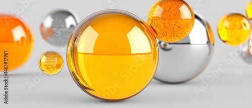 Colorful spheres with liquid inside, creating a modern abstract look.