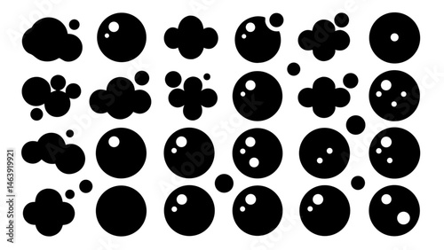 Bubble Foam Icon Set Vector Glyph Pictograms of Water