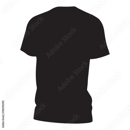 A sleek minimalist silhouette of a black t-shirt