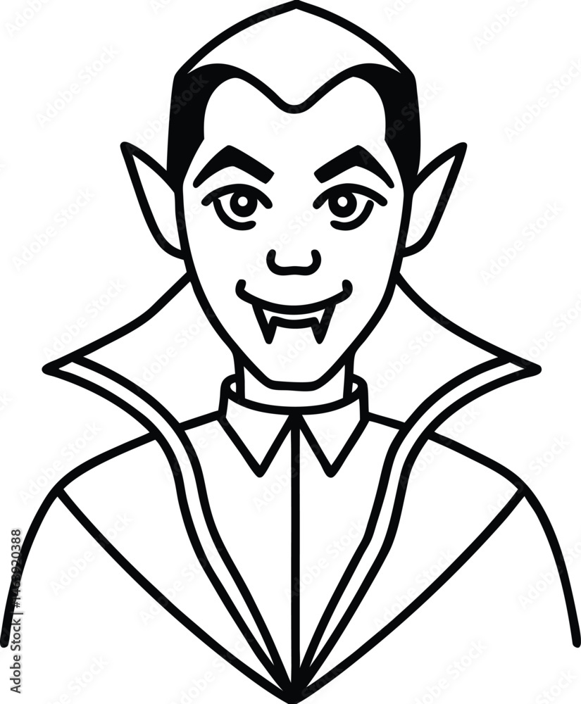 Spooky Halloween Vampire Character Line Art Illustration Spooky Halloween Vampire Character Line Art Illustration