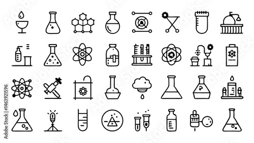 Wallpaper Mural Chemistry Laboratory Safety Line Icon Set Featuring Detailed Pictograms for Safe Practices in Labs and Experiments Torontodigital.ca