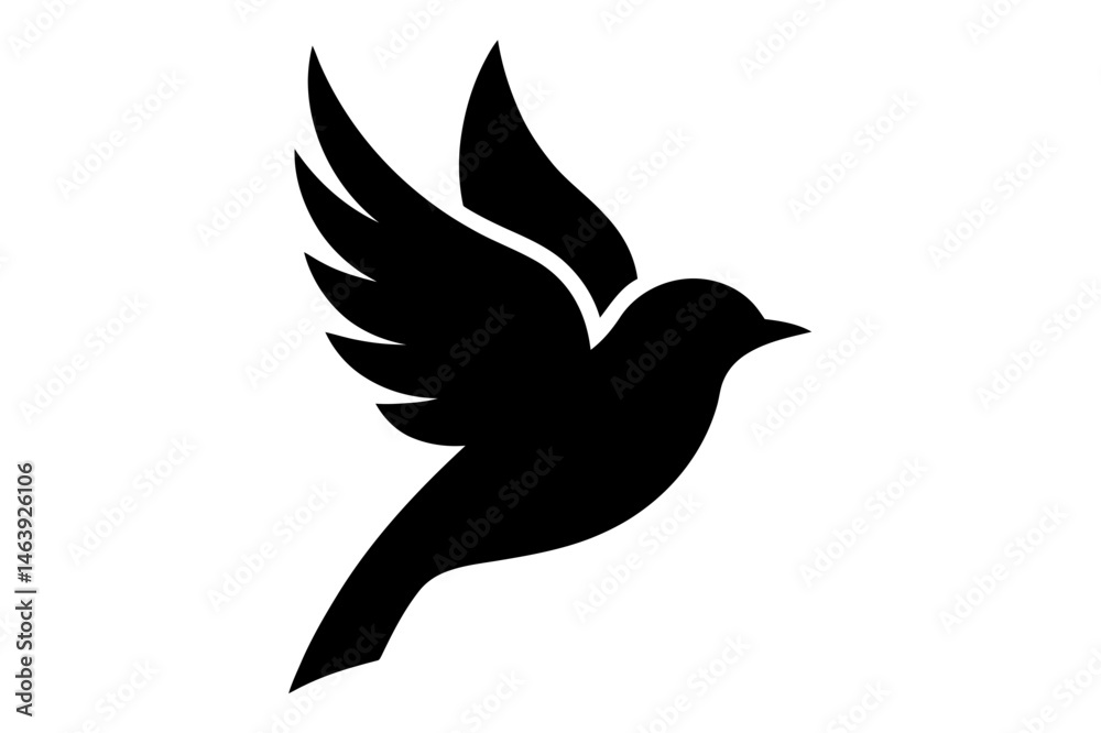 Fototapeta premium Black silhouette flying bird vector graphic design
